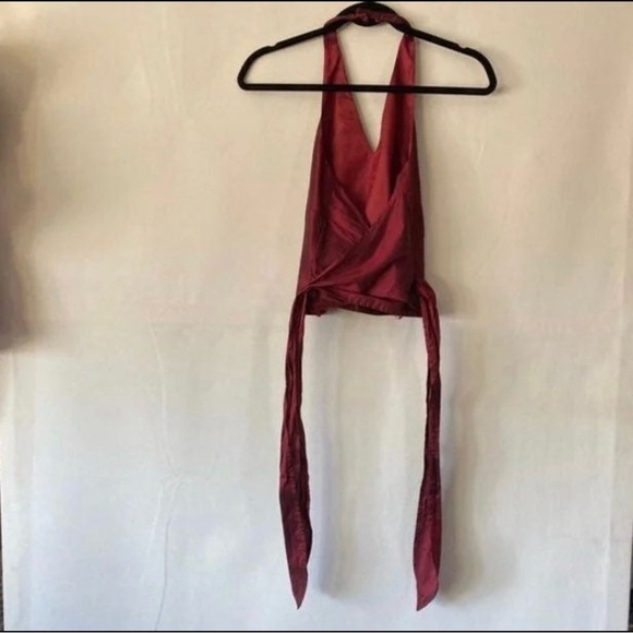 SOLD Silk Ann Taylor Silk open back Halter Top, NWT 6, Rich Burgundy - Picture 4 of 4